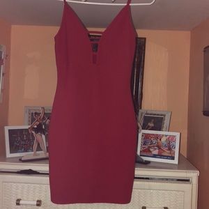 Red body con dress